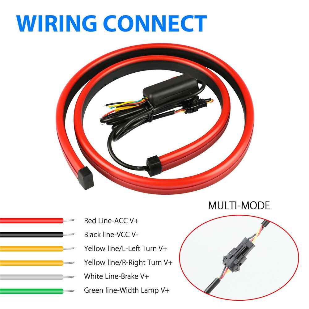 90cm PVC High Mount Car Brake Light Strip Rear Glass Decorative LED Lamp Flashing Warning Light