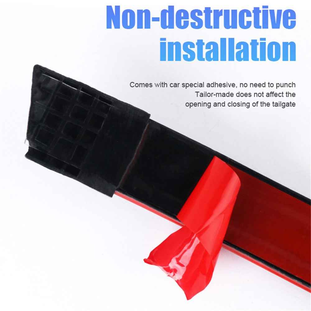 Carbon Fiber PVC Car Rear Spoiler Tailgate LED Light Bar Running Turn Signal Brake Taillight Strip