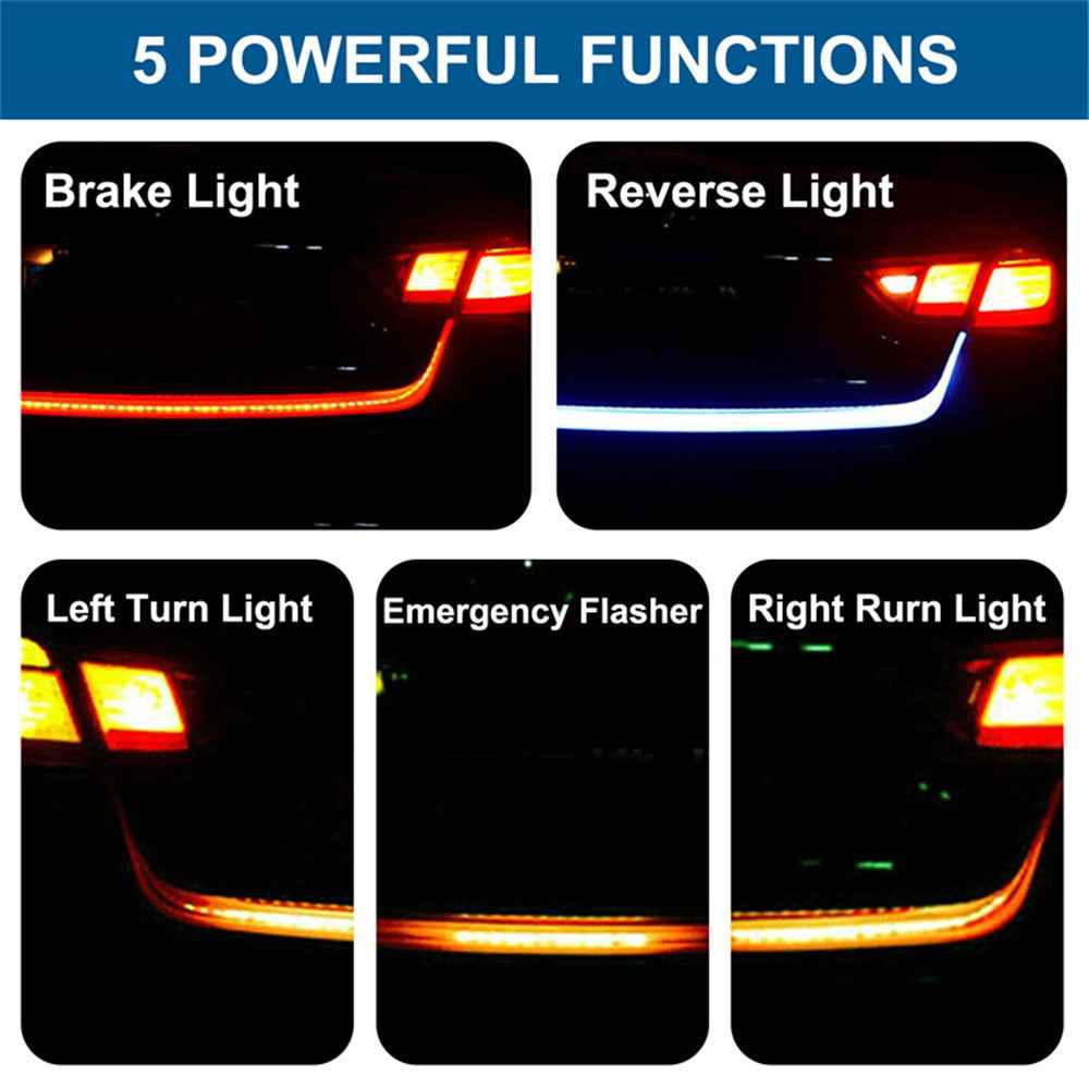 1.5m 72-LED Strip Car Trunk Illumination Rear Brake Backup Lamp Waterproof Turn Signal Light