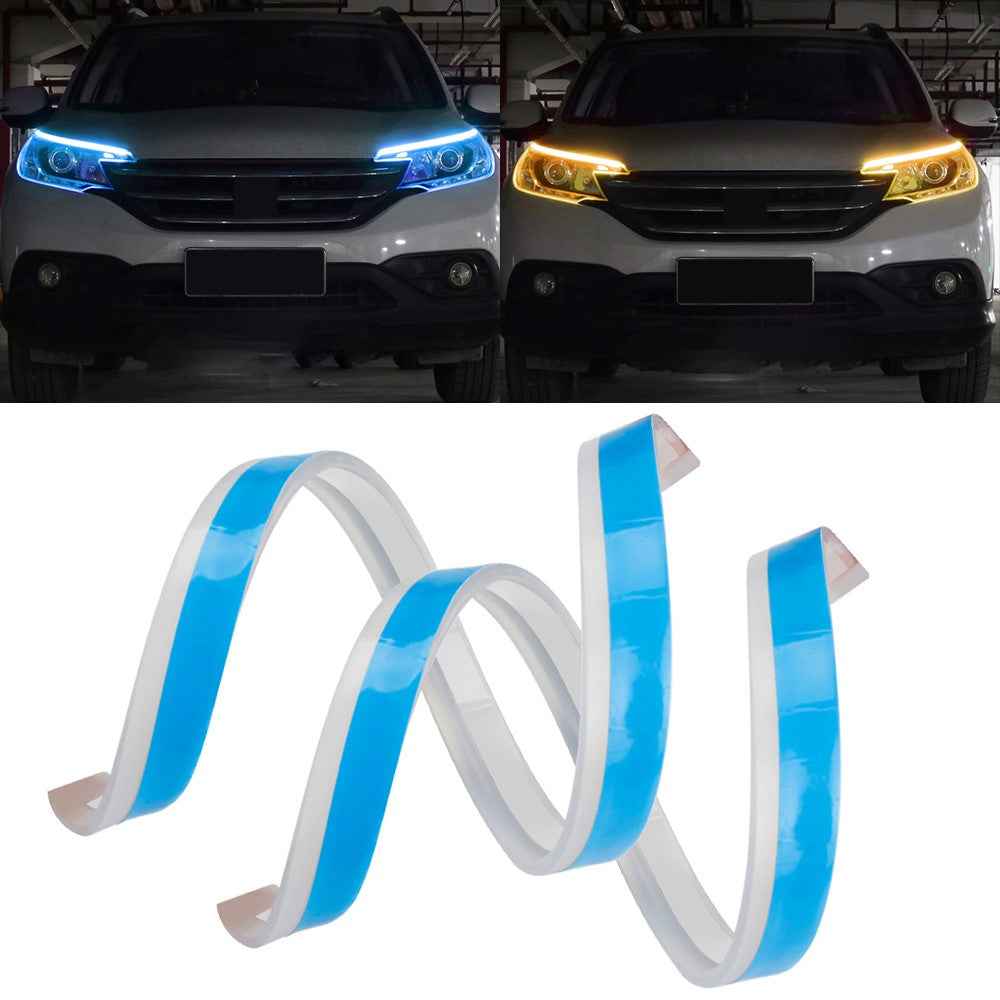 2Pcs 30cm Waterproof Car DRL Flexible LED Strip Daytime Running Light Turn Signal Light - Ice Blue / Yellow