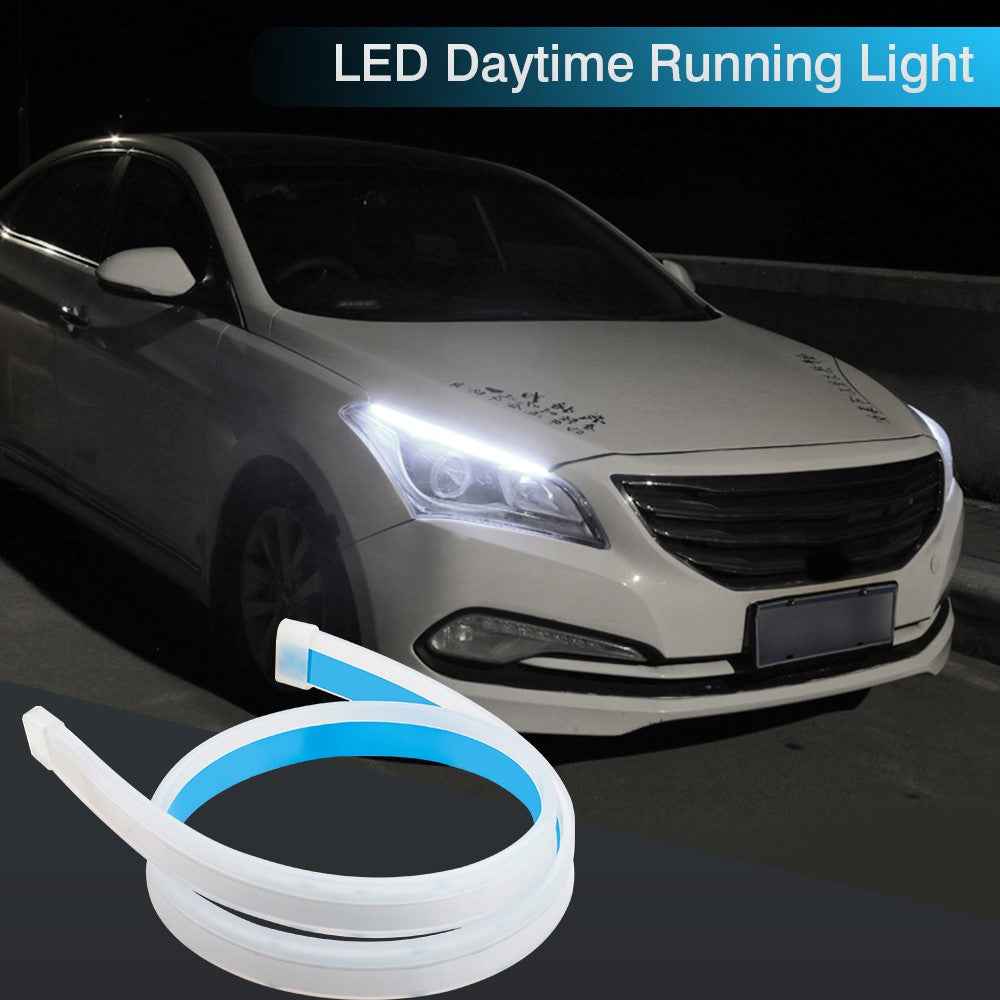 2Pcs 30cm Waterproof Car DRL Flexible LED Strip Daytime Running Light Turn Signal Light - Pink Purple / Yellow