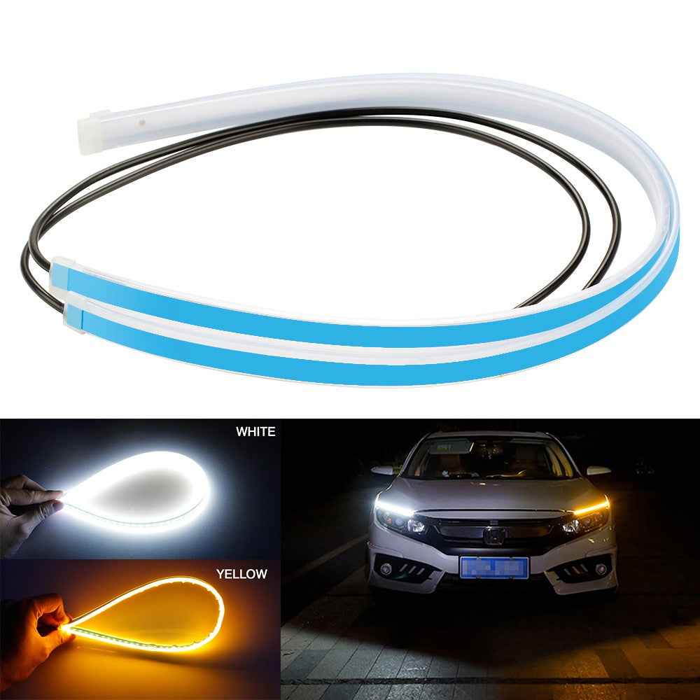 2Pcs 30cm Waterproof Car DRL Flexible LED Strip Daytime Running Light Turn Signal Light - Pink Purple / Yellow