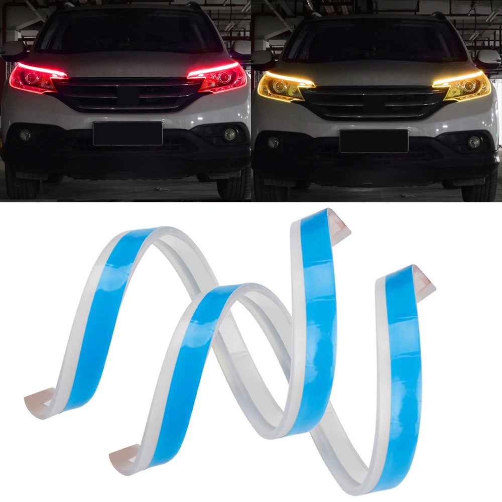 2Pcs 45cm Ultra Thin Car DRL Flexible LED Strip Waterproof Daytime Running Light Turn Signal Light - Red / Yellow