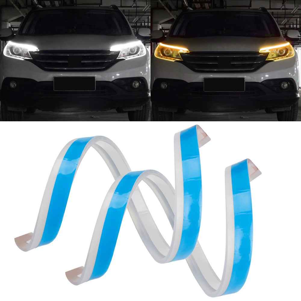 2Pcs 60cm Cuttable 12V Car DRL Flexible LED Strip Daytime Running Light Waterproof Turn Signal Light - White / Yellow