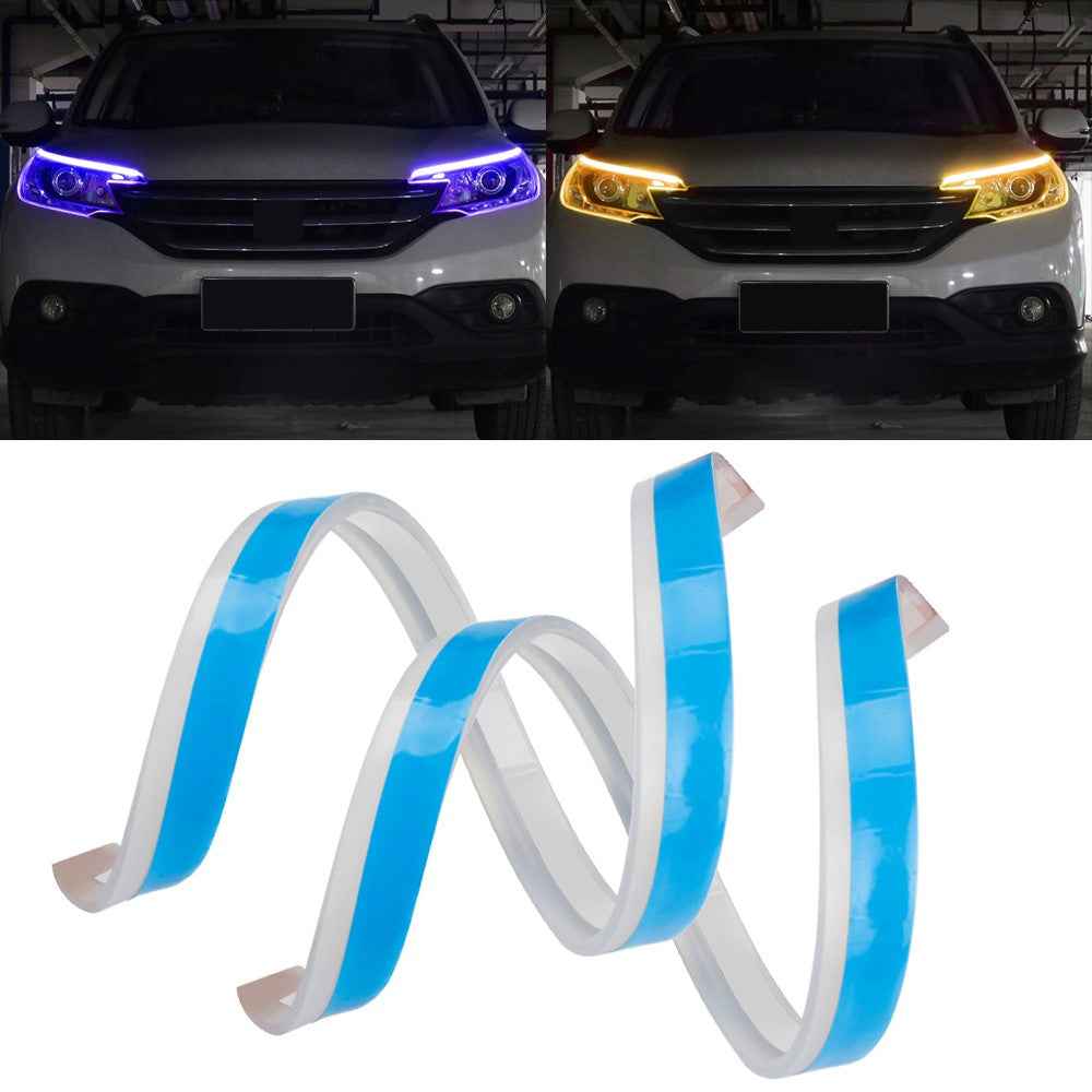 2Pcs 60cm Cuttable 12V Car DRL Flexible LED Strip Daytime Running Light Waterproof Turn Signal Light - Blue / Yellow