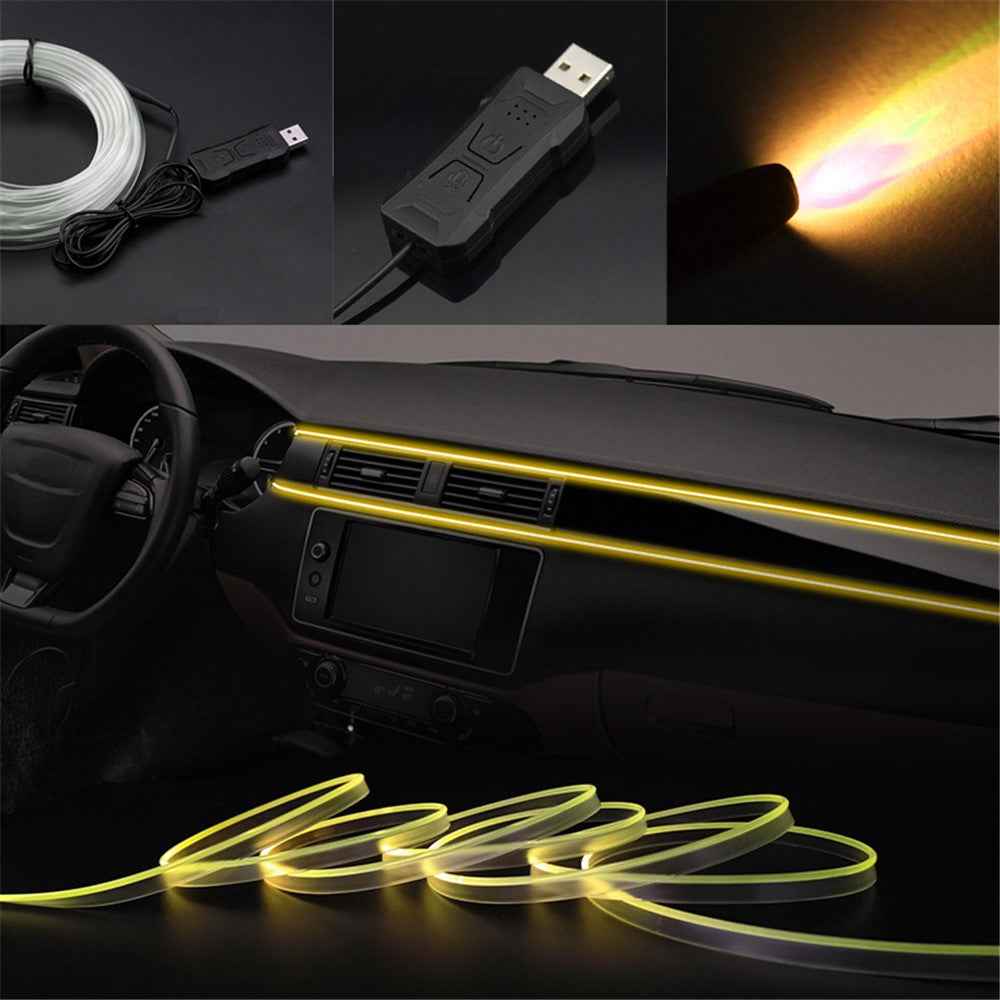 S5U 5m S-Series Multi-color RGB LED Strip Light Flexible Fiber Optic Car Interior USB Atmosphere Lamp