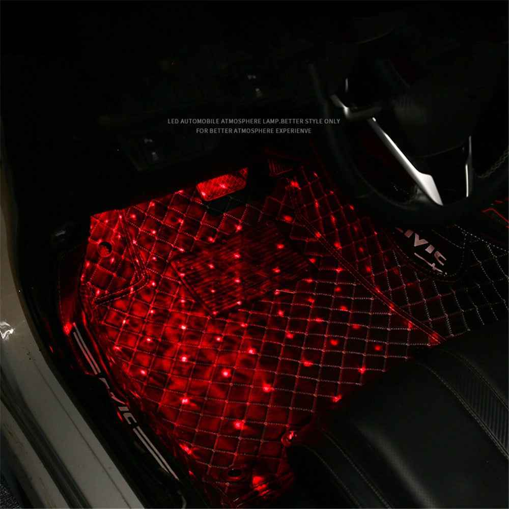 DX4U 4-LEDs USB Port Car Footwell Light Strip Sound-activated 8 Colors Atmosphere Light