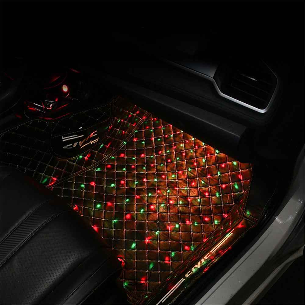 DX4U 4-LEDs USB Port Car Footwell Light Strip Sound-activated 8 Colors Atmosphere Light