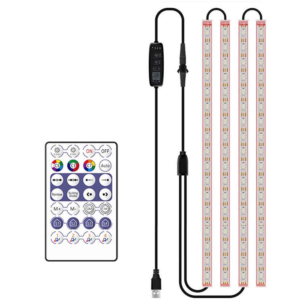 N2U-72 4Pcs Car 72LED Underglow Light Multi-color Bluetooth-compatible APP Control USB Car Decorative Lamp Underbody LED Strip Lights