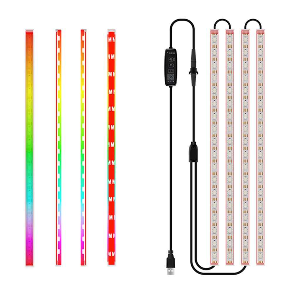 N2U-72 4Pcs Car 72LED Underglow Light Multi-color Bluetooth-compatible APP Control USB Car Decorative Lamp Underbody LED Strip Lights