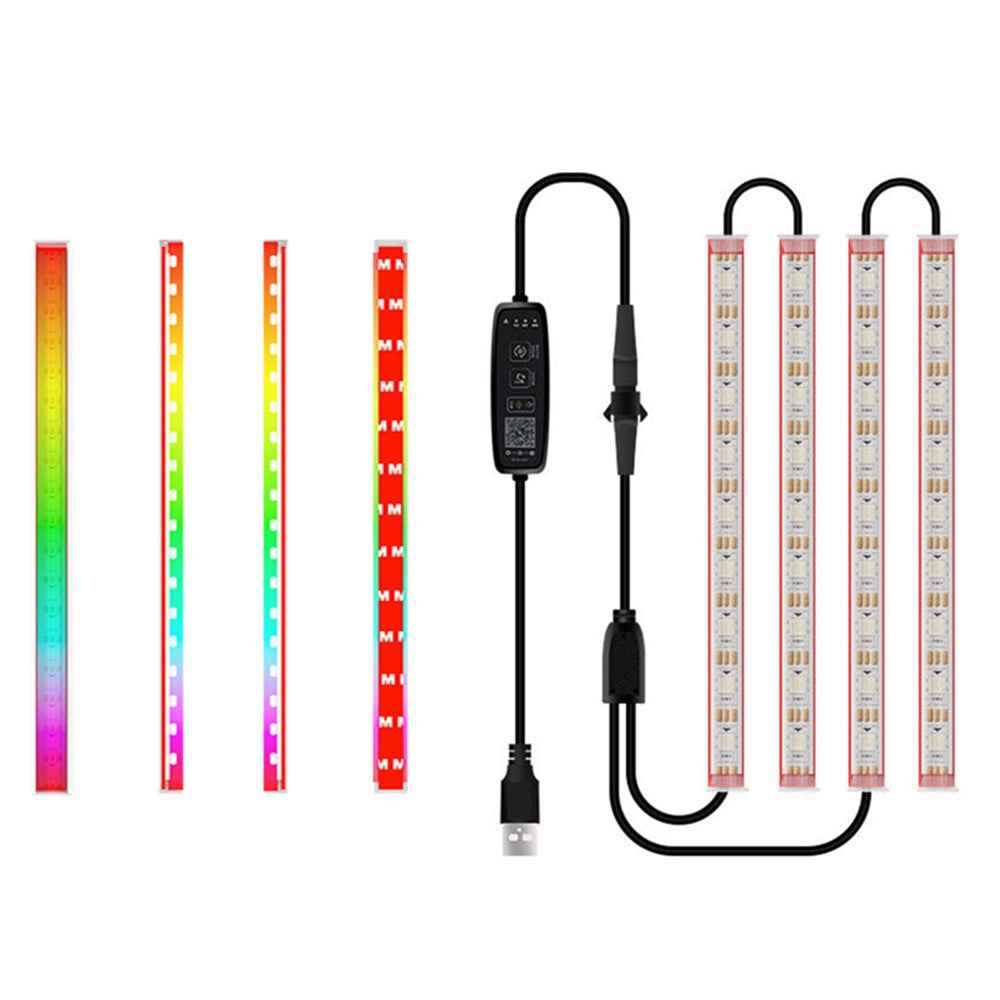N2U-36 4Pcs Car Underglow 36LED Strip Lights USB Music Atmosphere Neon Accent Lights Car Decorative Lamp