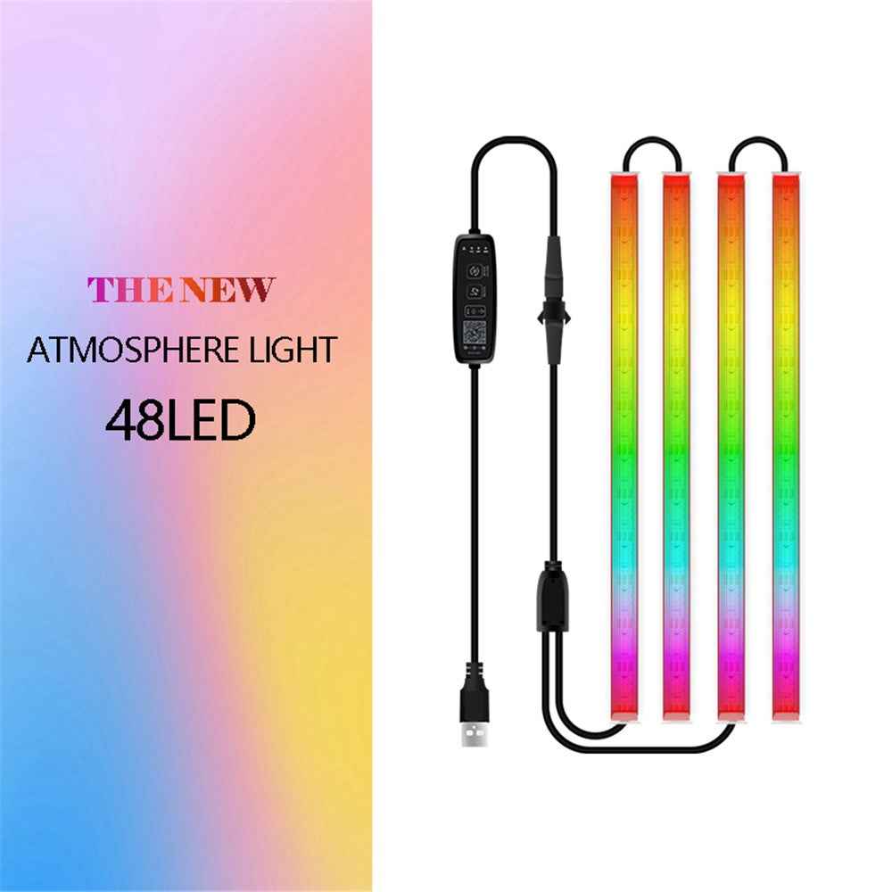 N1U-48 Car Underglow Lights Exterior Kit 4PCS Underbody 48 LED Strip Lights APP Bluetooth-compatible Remote Control