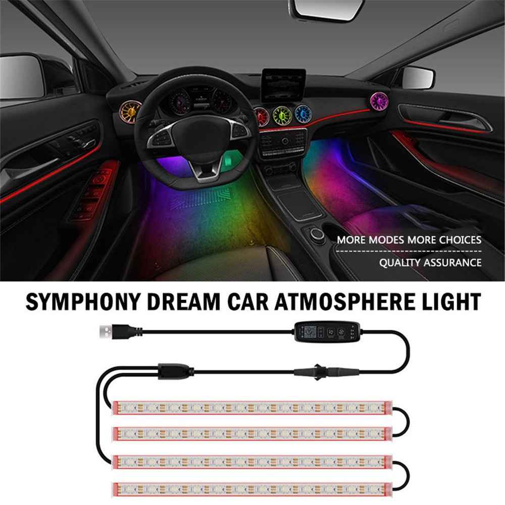 N1U-48 Car Underglow Lights Exterior Kit 4PCS Underbody 48 LED Strip Lights APP Bluetooth-compatible Remote Control