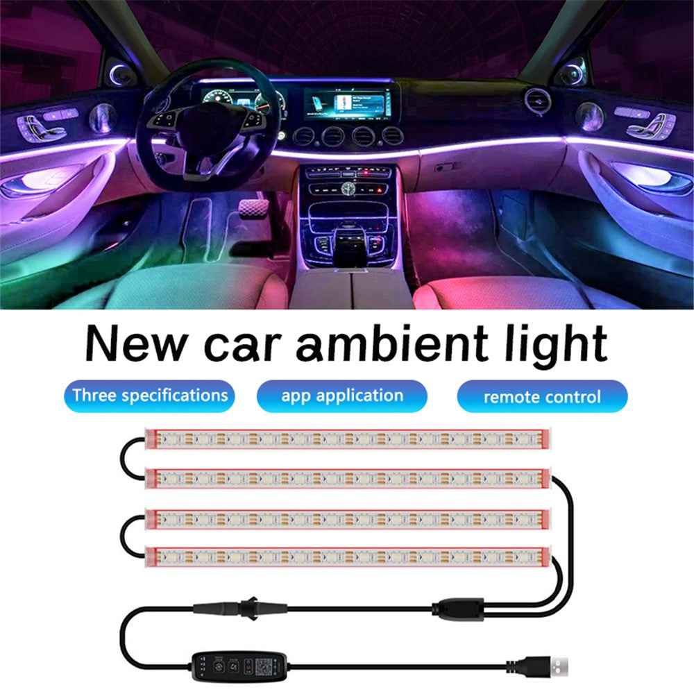 N1U-48 Car Underglow Lights Exterior Kit 4PCS Underbody 48 LED Strip Lights APP Bluetooth-compatible Remote Control