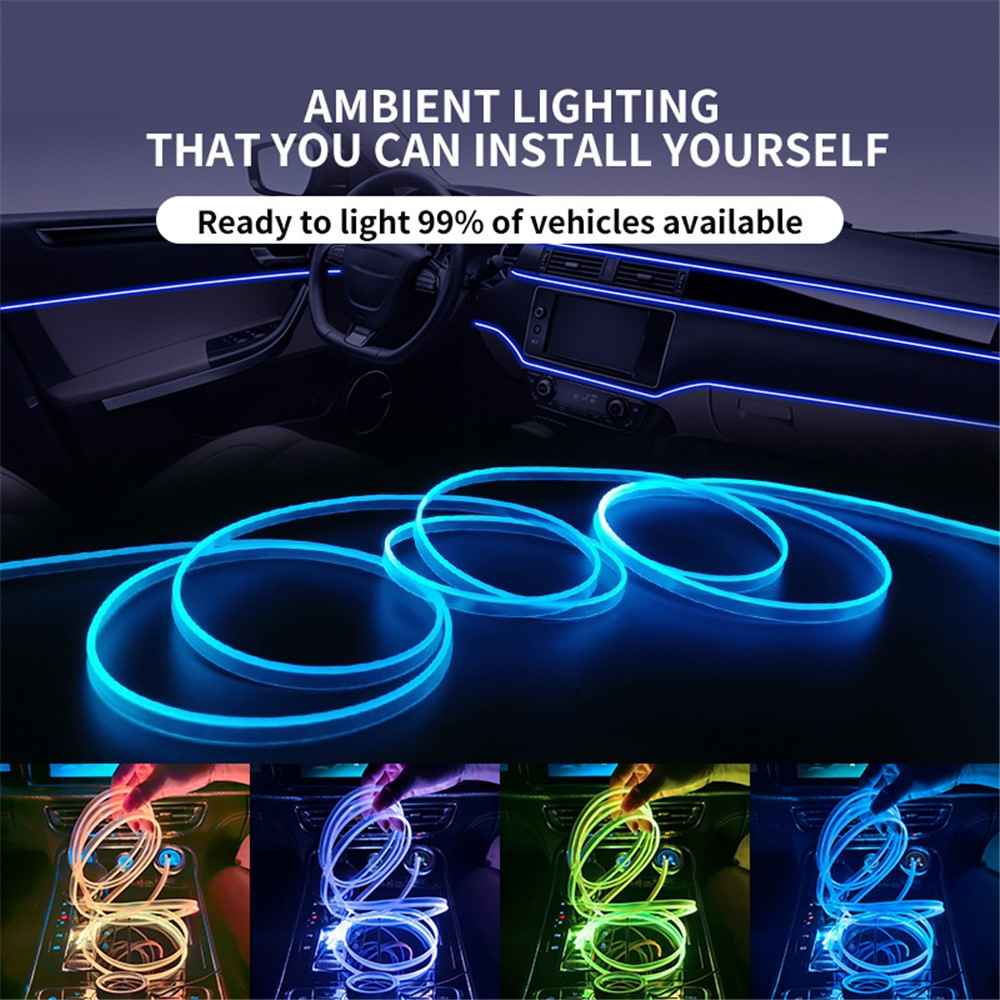 K68U Car Interior Decor LED Fiber Optic Strip Light APP Voice Remote Control Music Sync Ambient Lamp