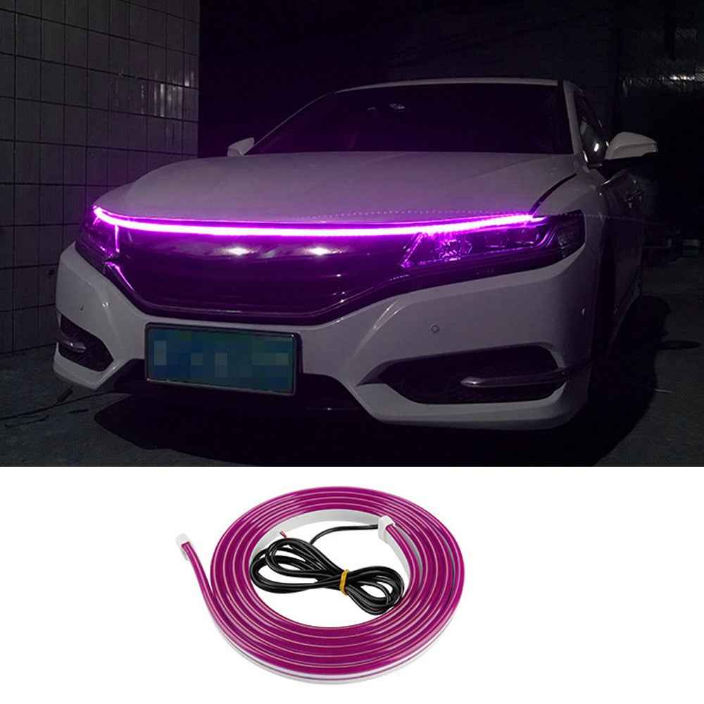 1.2m Car Hood PVC Silicone Flexible Decorative Light Super Bright Waterproof DRL Light Strip - Purple