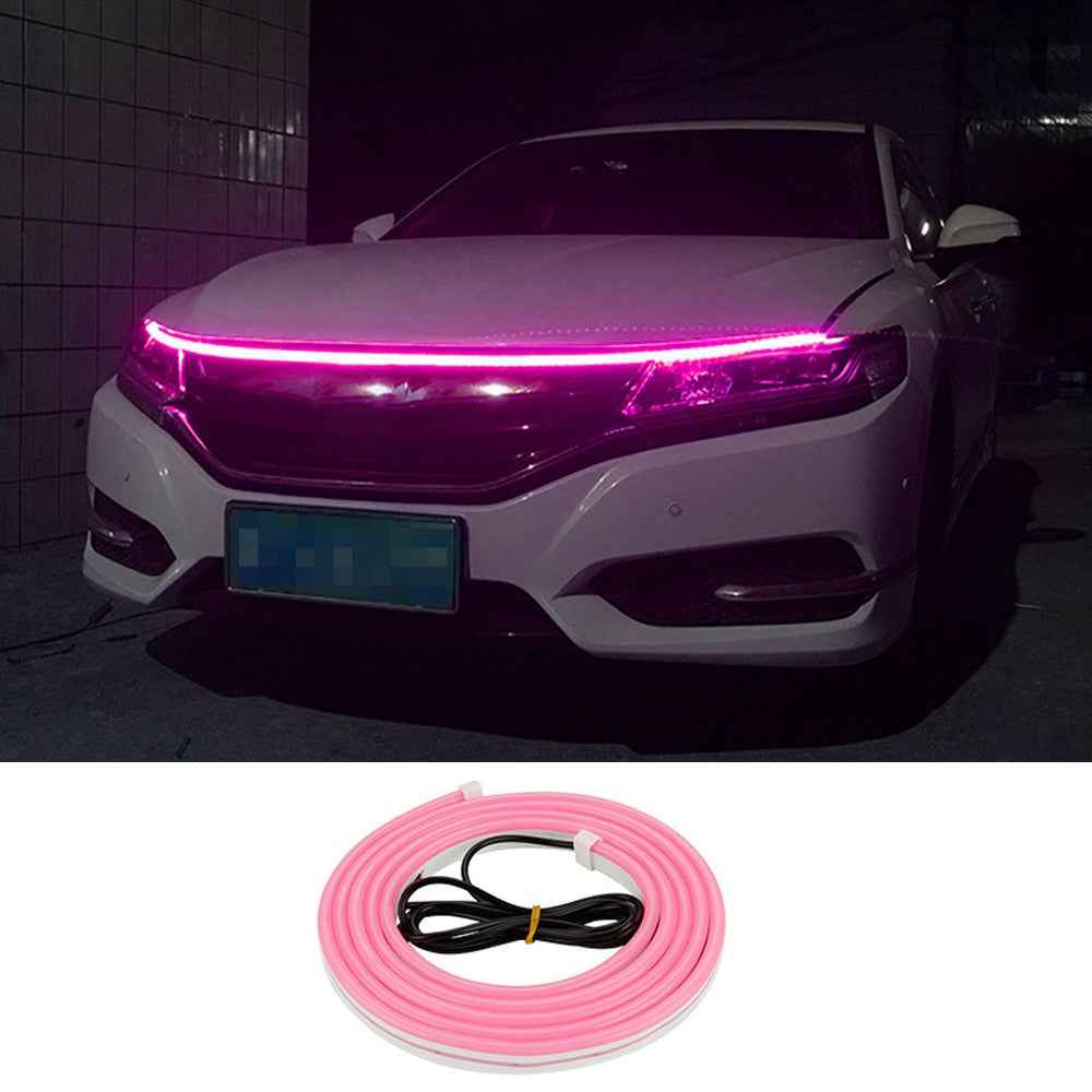 1.8m Car Hood Flexible Decorative Light Strip 1000LM PVC Silicone Waterproof DRL Light Strip - Pink