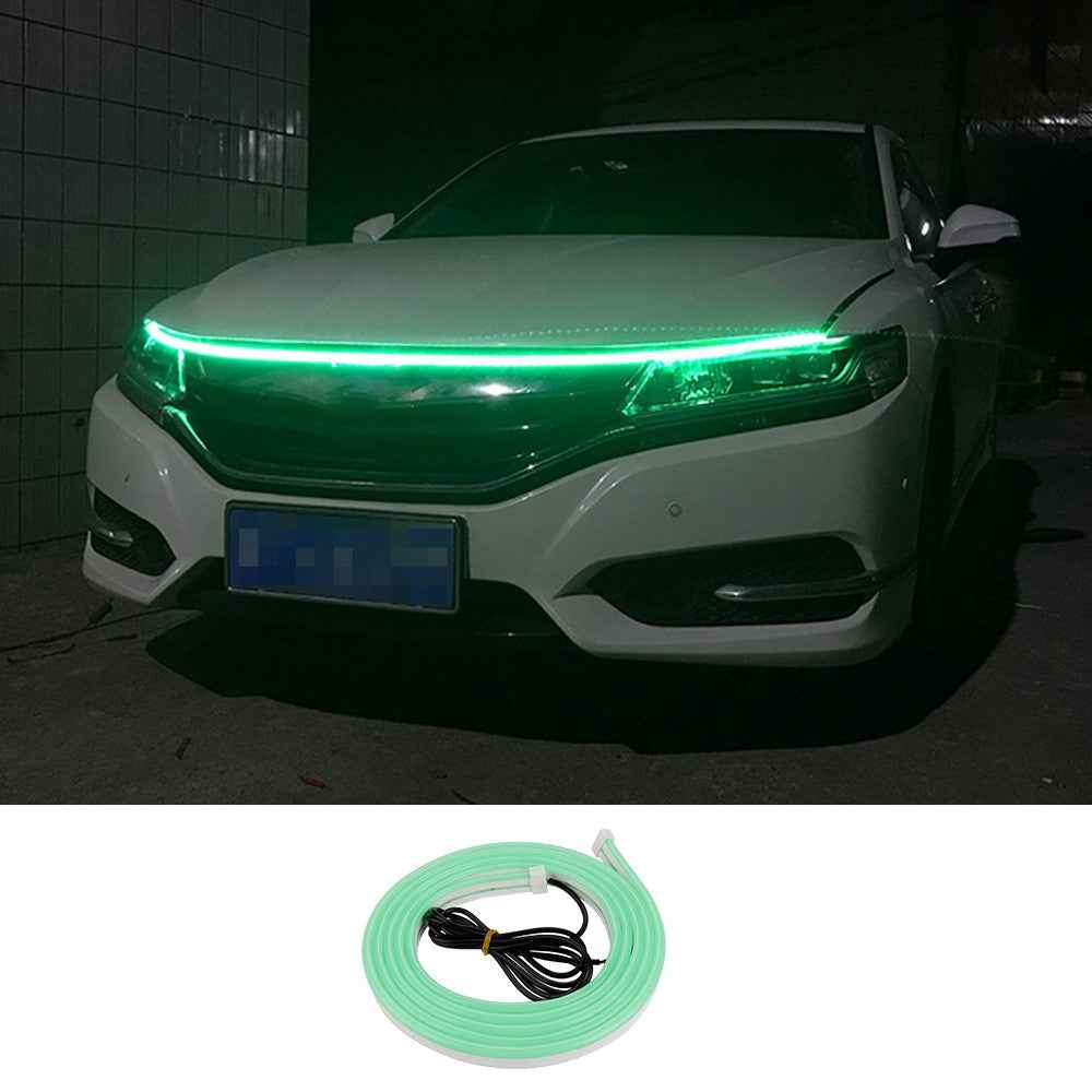 1.8m Car Hood Flexible Decorative Light Strip 1000LM PVC Silicone Waterproof DRL Light Strip - Green