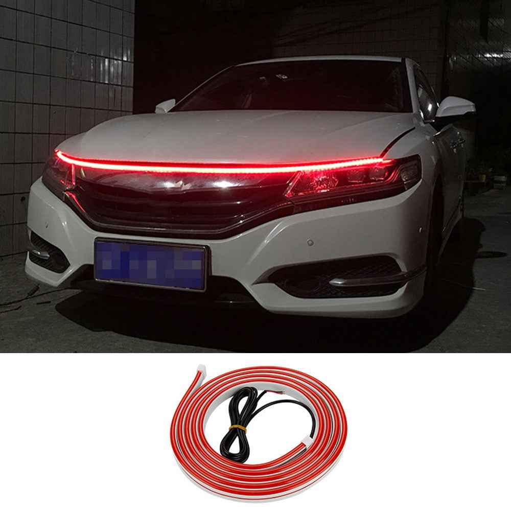 2m Car Hood Decorative DRL Light Strip PVC Silicone Flexible Waterproof Light Strip - Red