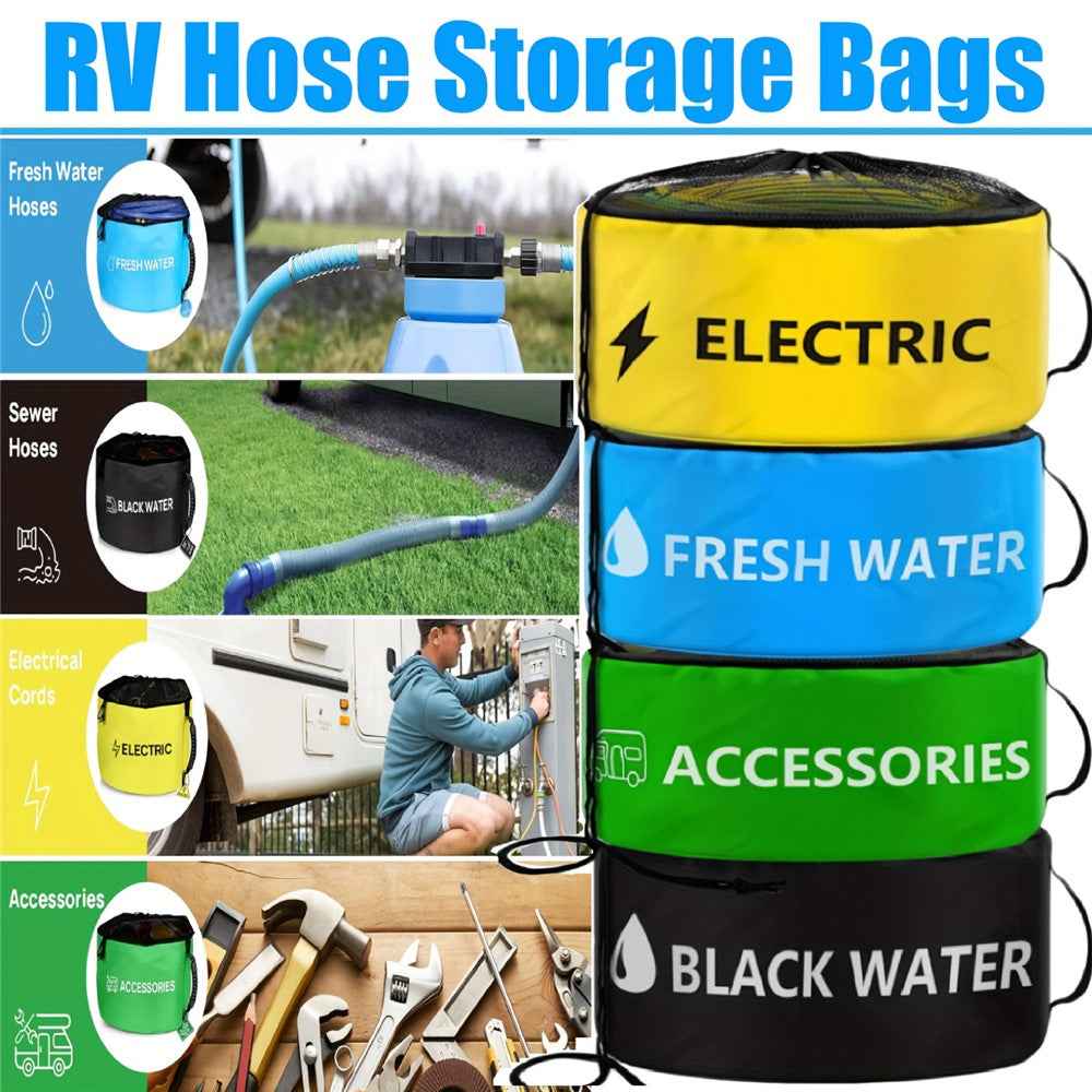 RV Water Hose Storage Bag Sewer Pipe Organizer 600D Oxford Cloth Wire Cable Storage Bag - Yellow