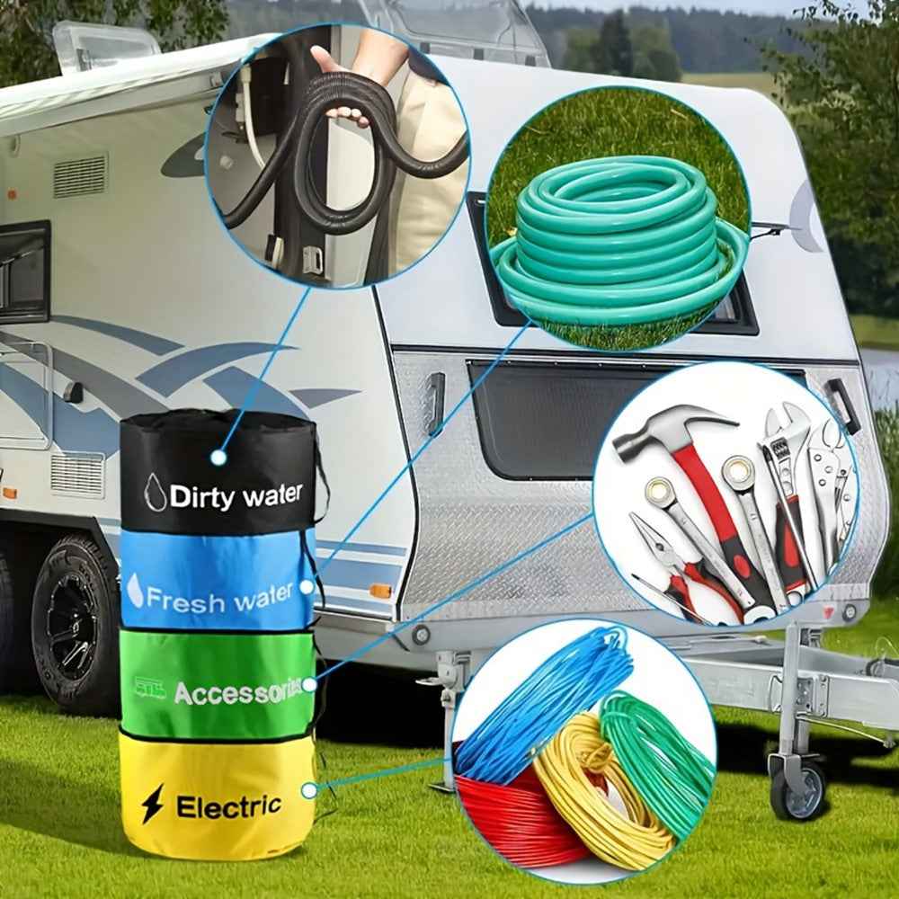 RV Water Hose Storage Bag Sewer Pipe Organizer 600D Oxford Cloth Wire Cable Storage Bag - Yellow