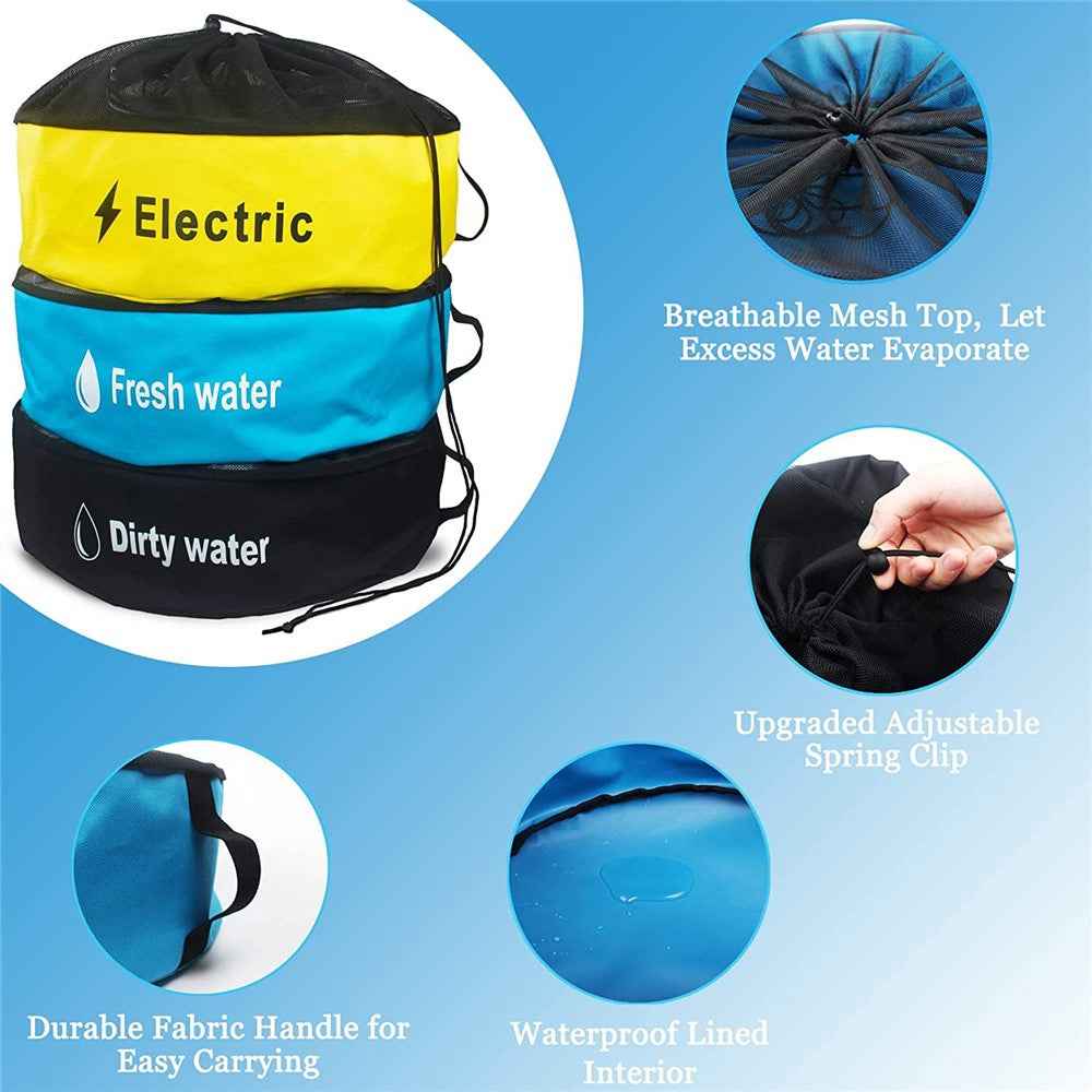 RV Water Hose Storage Bag Sewer Pipe Organizer 600D Oxford Cloth Wire Cable Storage Bag - Black