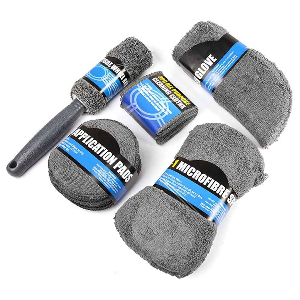 9Pcs / Set Car Cleaning Tools Sponge Microfiber Towel Brush Glove Car Washing Tools