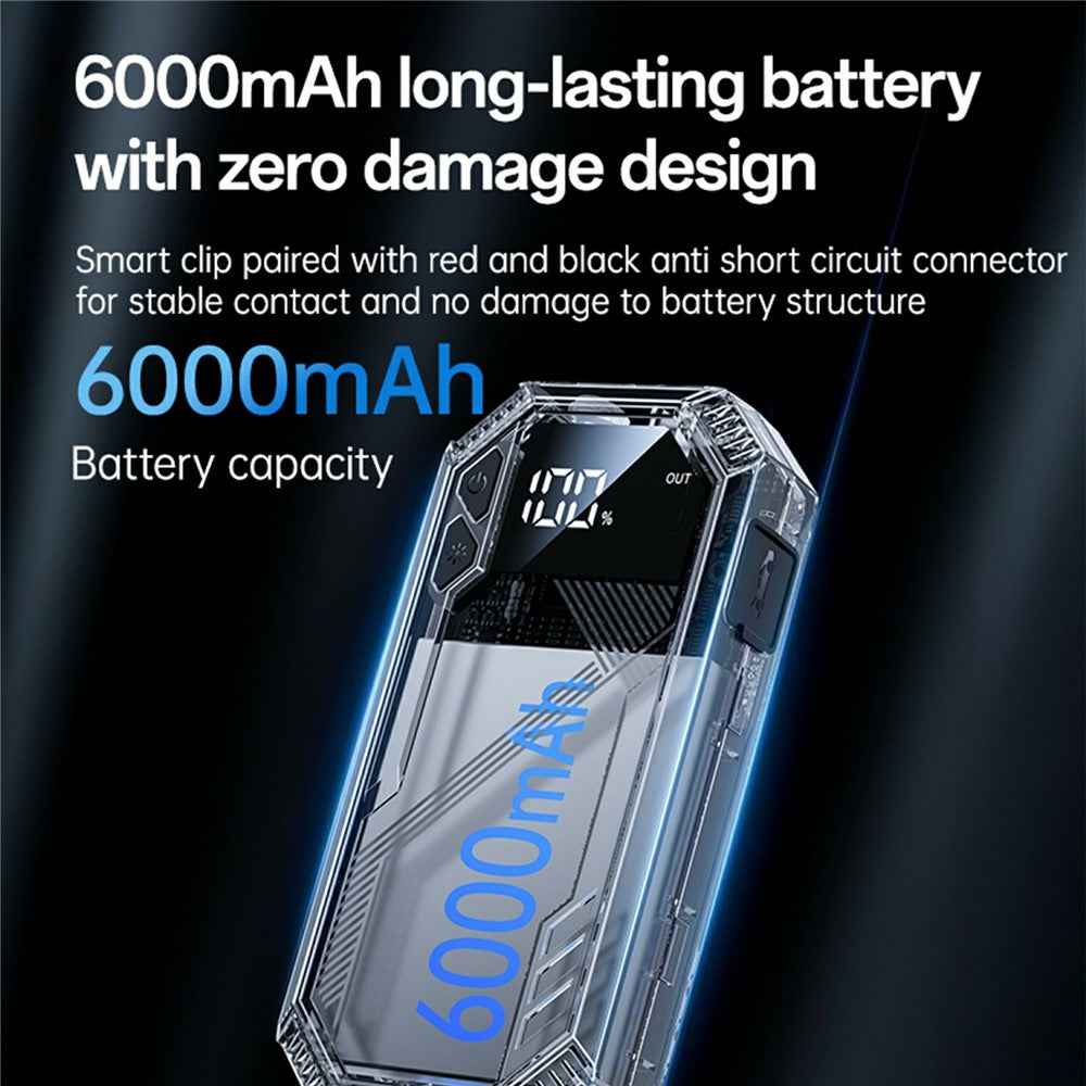 YESIDO VC11 Car Jump Starter 6000mAh Power Bank Smart Clamp for 12V Battery 3.0L Gas Diesel Vehicles