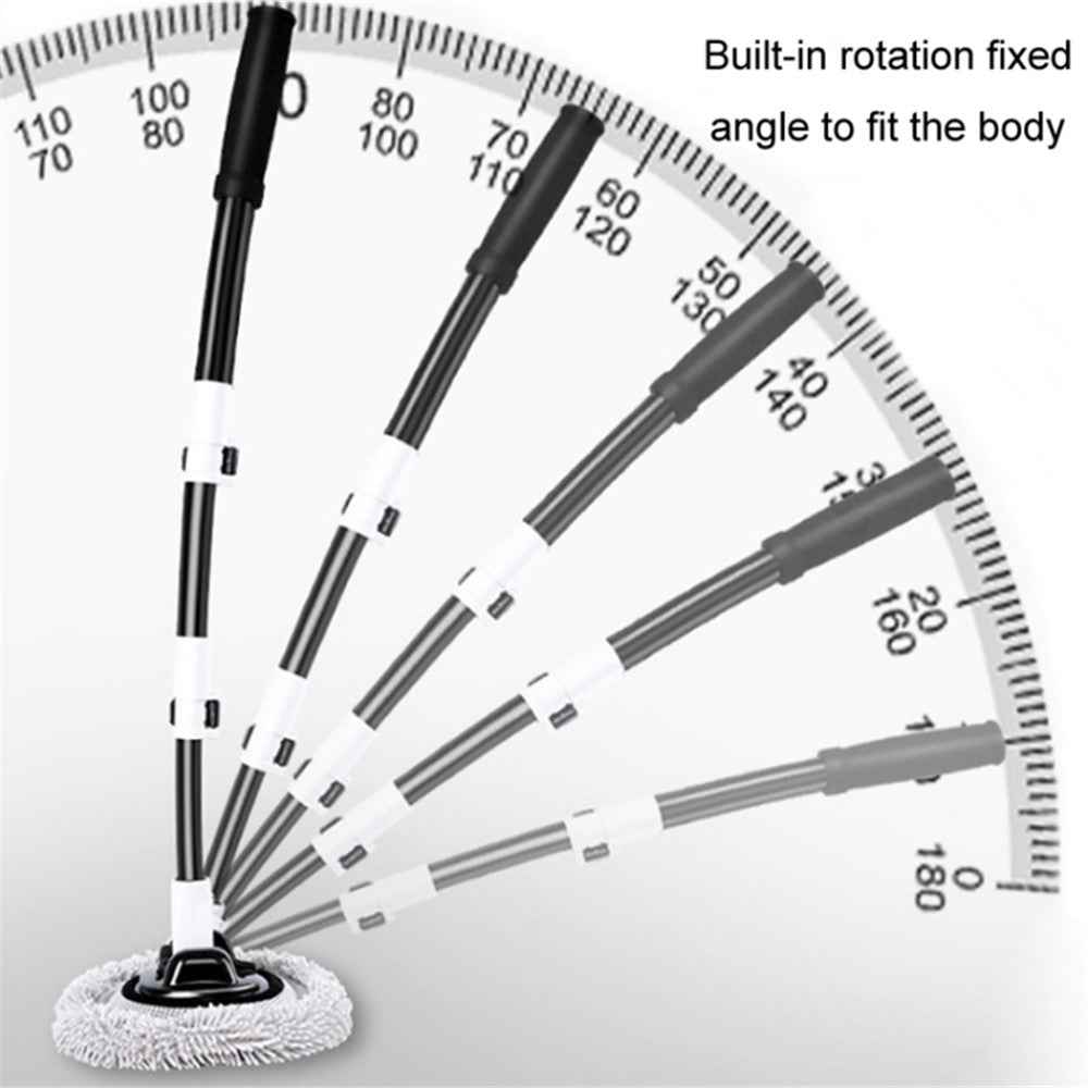 Curved Rod Telescopic Car Wash Chenille Brush Vehicle Washing Cleaning Mop with Replacement Brush Head