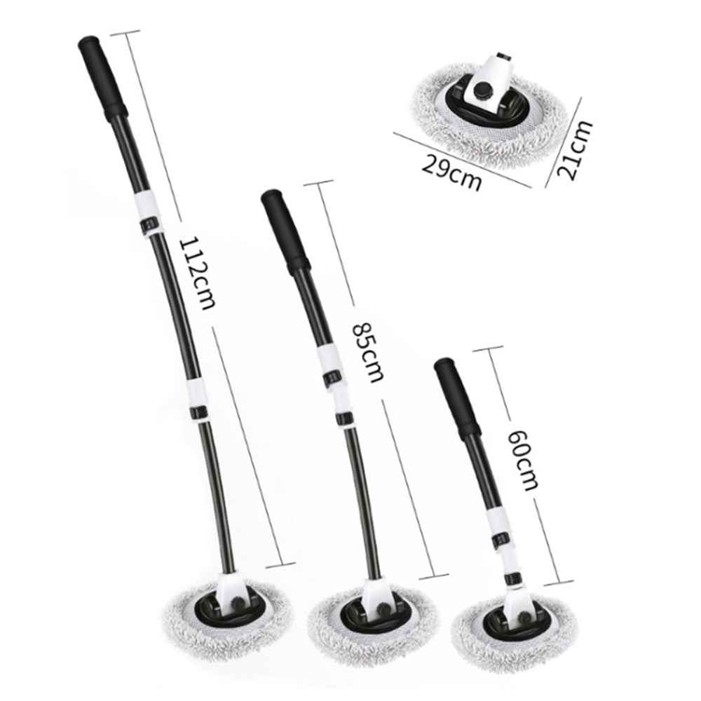 Curved Rod Telescopic Car Wash Chenille Brush Vehicle Washing Cleaning Mop with Replacement Brush Head