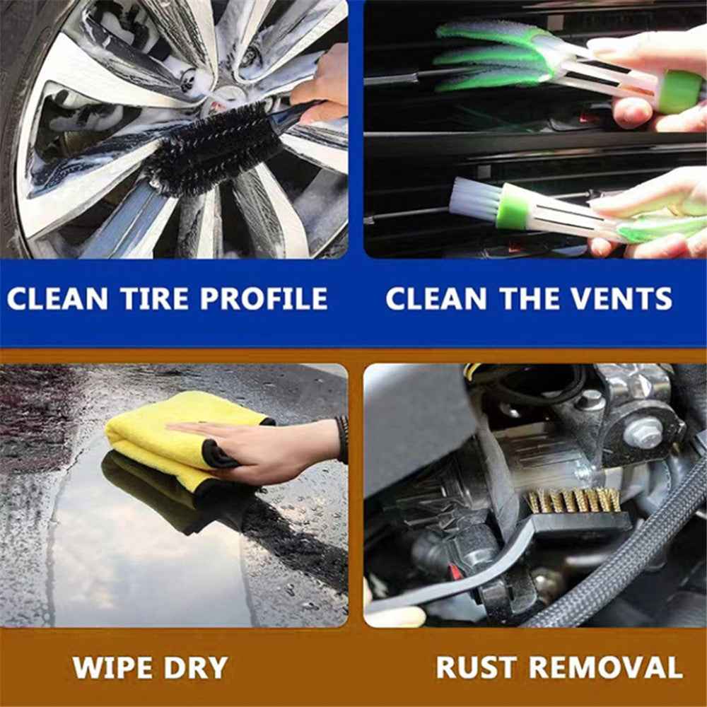 14Pcs / Set Car Cleaning Cloth Washing Mitten Duster Wheel Hub Brush Vehicle Detailing Brushes Kit