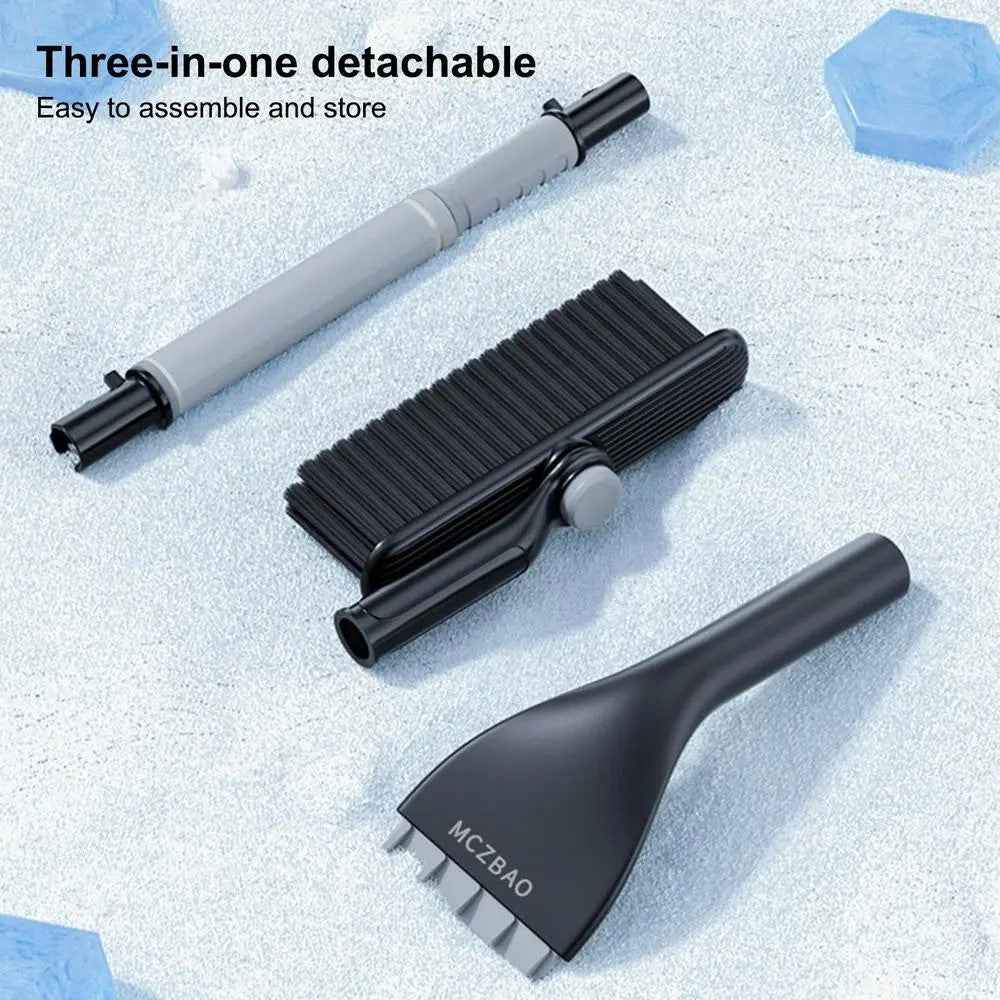 9742 Detachable 3-in-1 Snow Brush Ice Shovel Telescopic Rod Snow Removal Tool Set for Car Windscreen - Grey