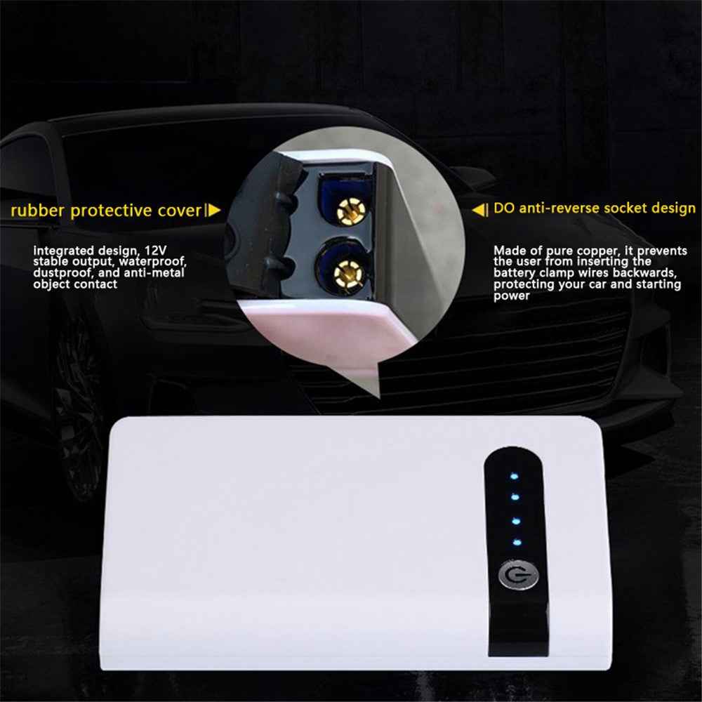 XLJ03 12V Car Emergency Starter Cell Phone Battery Charger Portable 12000mAh Power Bank with Flashlight, (EU Plug)