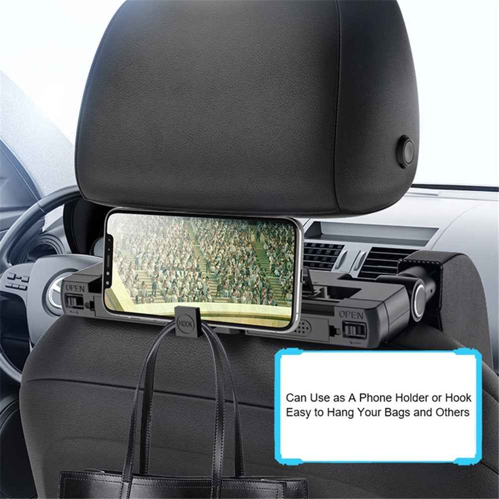 WAY TO GROW Memory Foam Car Headrest Pillow Sleeping Head and Neck Support with Phone Holder for Kids Adults Travel - Black