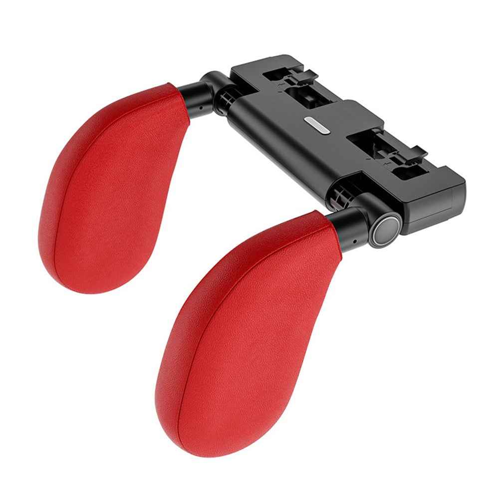 WAY TO GROW Memory Foam Car Headrest Pillow Sleeping Head and Neck Support with Phone Holder for Kids Adults Travel - Red