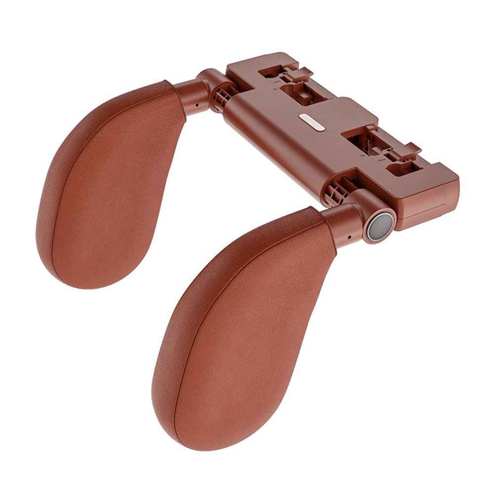 WAY TO GROW Memory Foam Car Headrest Pillow Sleeping Head and Neck Support with Phone Holder for Kids Adults Travel - Brown