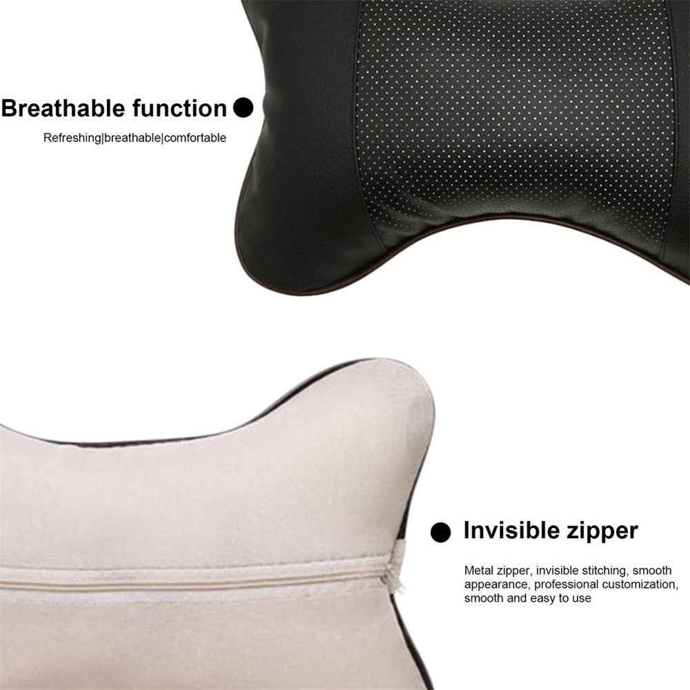 Comfortable Soft Breathable Car Head Neck Rest Cushion Car Pillow Car Neck Support Pillow Car Headrest Cushion Ergonomic Design for Relieving Neck Fatigue - Beige