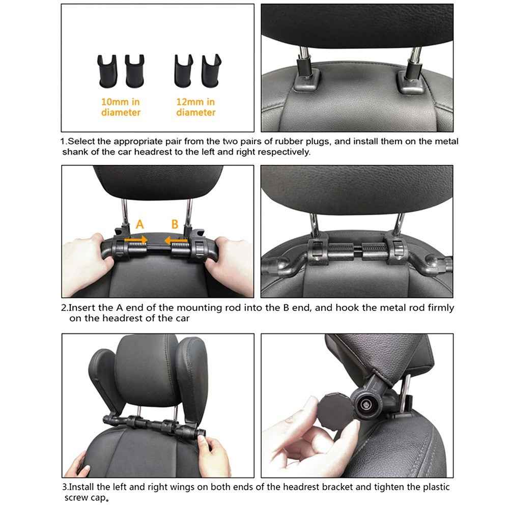 Car Neck Headrest Pillow Cushion Car Seat Memory Foam Padding Sleep Side Head Cervical Spine Support - Black