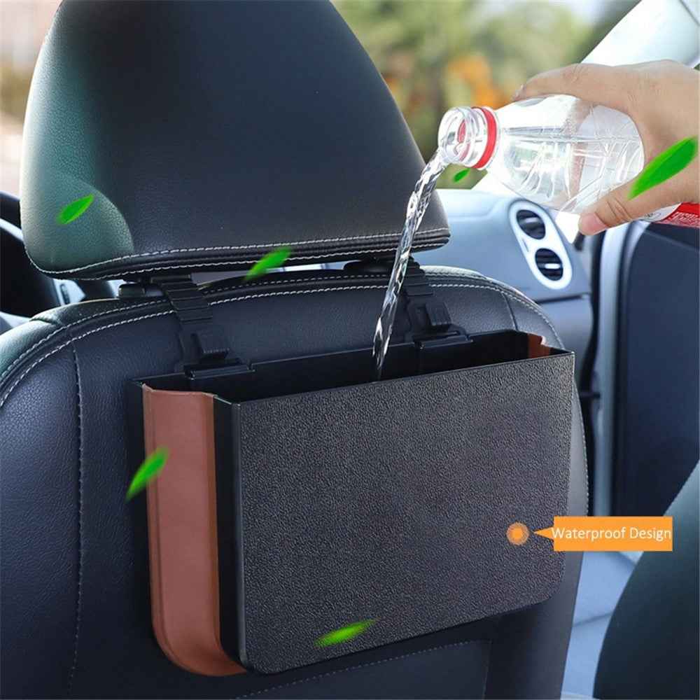 SN929 Car Folding Trash Can Hanging Bucket Waterproof Umbrella Storage Supplies Sundries Organizer - White
