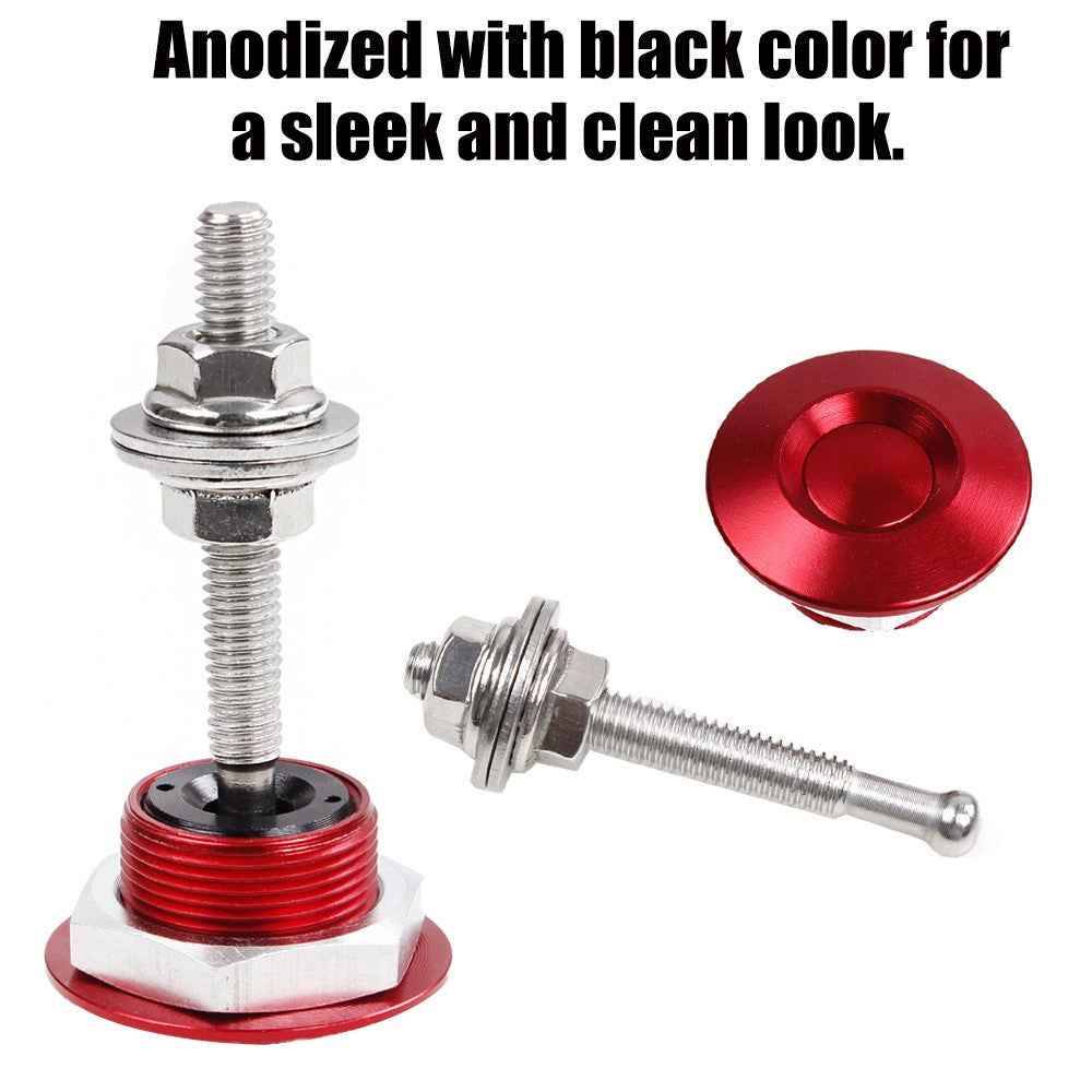 ENL012 Universal Aluminum Alloy 30mm Vehicle Hood Lock Cover Anti-theft Design 53mm Screw - Red