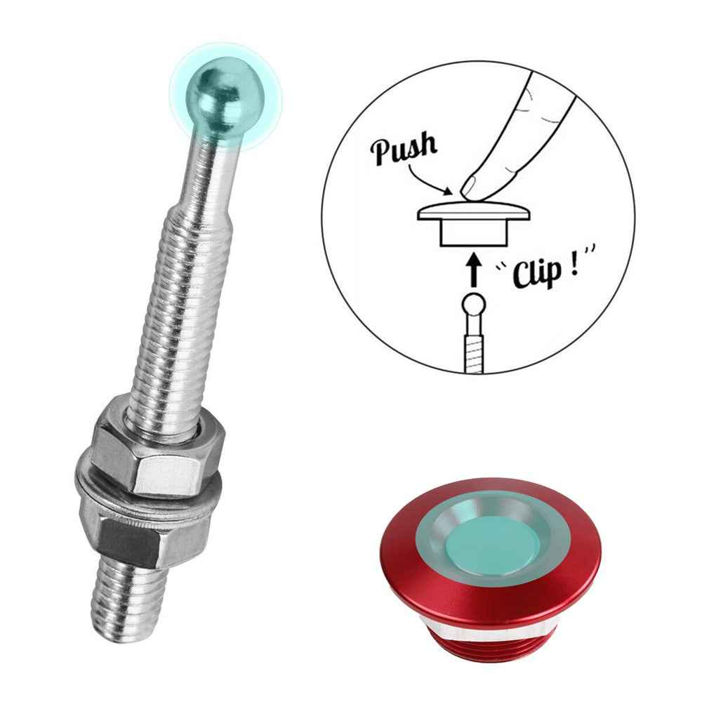 ENL012 Universal Aluminum Alloy 30mm Vehicle Hood Lock Cover Anti-theft Design 53mm Screw - Red