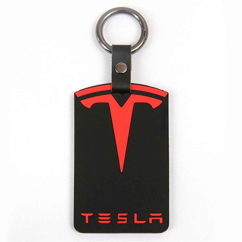 Silicone Car Remote Key Cover for Model 3 / Y Wear Resistant Protective Case with Ring Buckle Car Key Replacement Parts - Black / Red