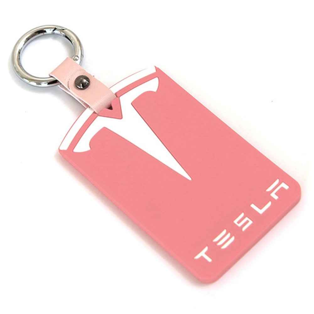 Silicone Car Remote Key Cover for Model 3 / Y Wear Resistant Protective Case with Ring Buckle Car Key Replacement Parts - Black / Red