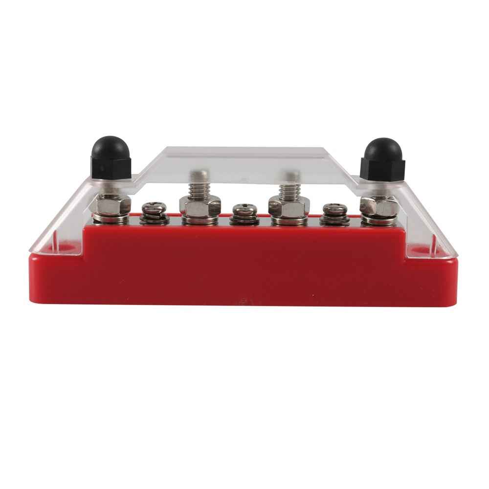 A7473 2Pcs  /  Set 7-Way Power Distribution Block 4 x M6 Terminal Studs, 3 x M4 Terminal Screws Battery Bus Bar for Car Marine Boat (Black+Red)