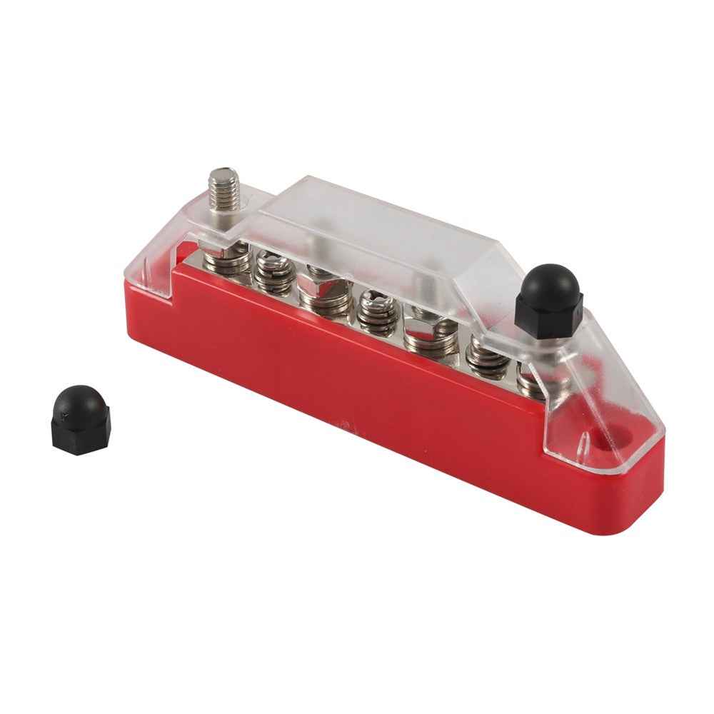 A7473 7-Way Power Distribution Block 4 x M6 Terminal Studs, 3 x M4 Terminal Screws Battery Bus Bar for Car Marine Boat - Red