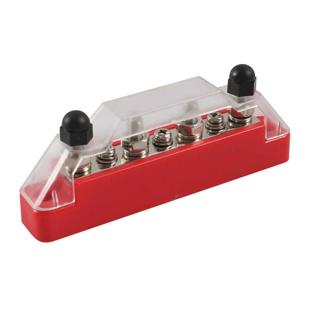 A7473 7-Way Power Distribution Block 4 x M6 Terminal Studs, 3 x M4 Terminal Screws Battery Bus Bar for Car Marine Boat - Red