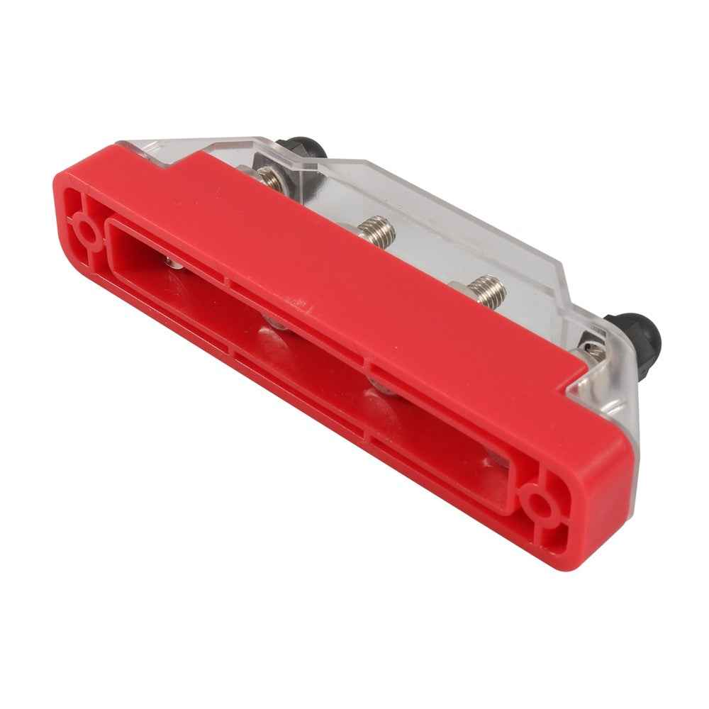 A7473 7-Way Power Distribution Block 4 x M6 Terminal Studs, 3 x M4 Terminal Screws Battery Bus Bar for Car Marine Boat - Red