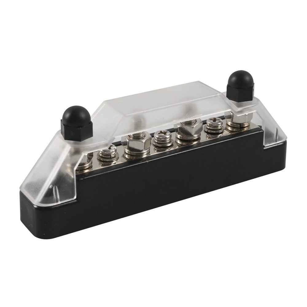 A7473 7-Way Power Distribution Block 4 x M6 Terminal Studs, 3 x M4 Terminal Screws Battery Bus Bar for Car Marine Boat - Black