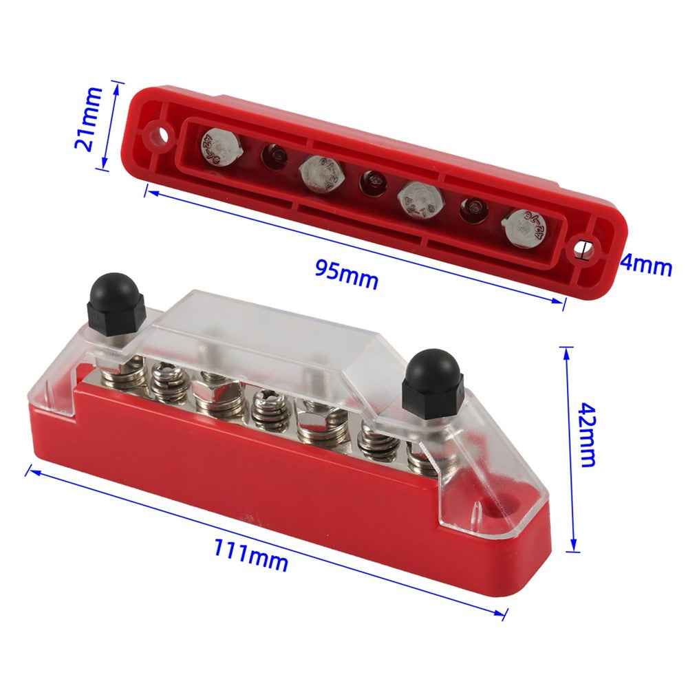 A7473 7-Way Power Distribution Block 4 x M6 Terminal Studs, 3 x M4 Terminal Screws Battery Bus Bar for Car Marine Boat - Black