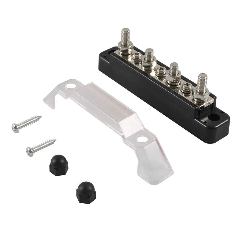A7473 7-Way Power Distribution Block 4 x M6 Terminal Studs, 3 x M4 Terminal Screws Battery Bus Bar for Car Marine Boat - Black